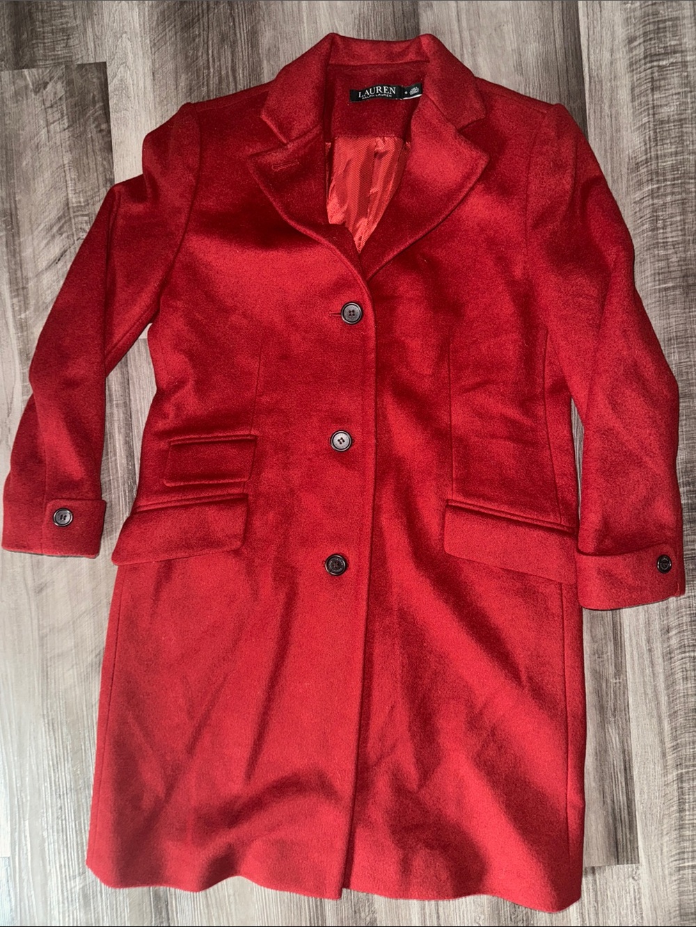 Lauren Ralph Lauren 6 wool-blend reefer pea coat dress womens rust orange
